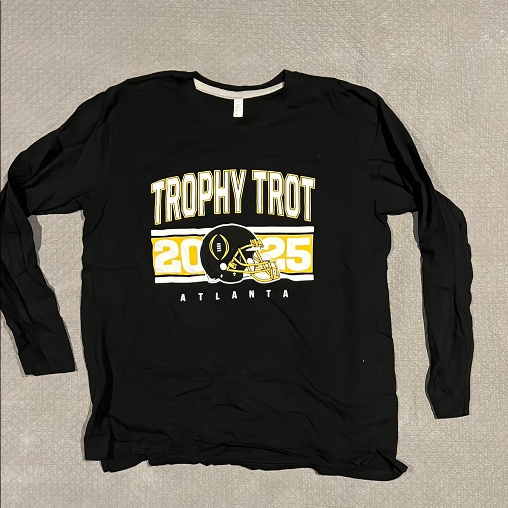 NCAA Football National Chmpionship Trophy Trot Black and Yellow Long Sleeve Tee